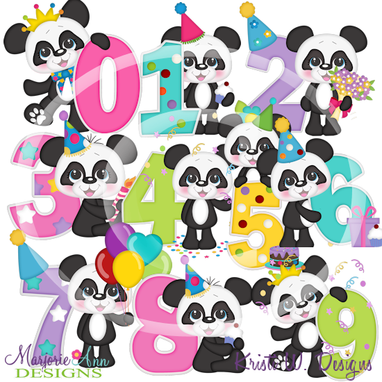 Panda Birthday Numbers SVG Cutting Files Includes Clipart - Click Image to Close
